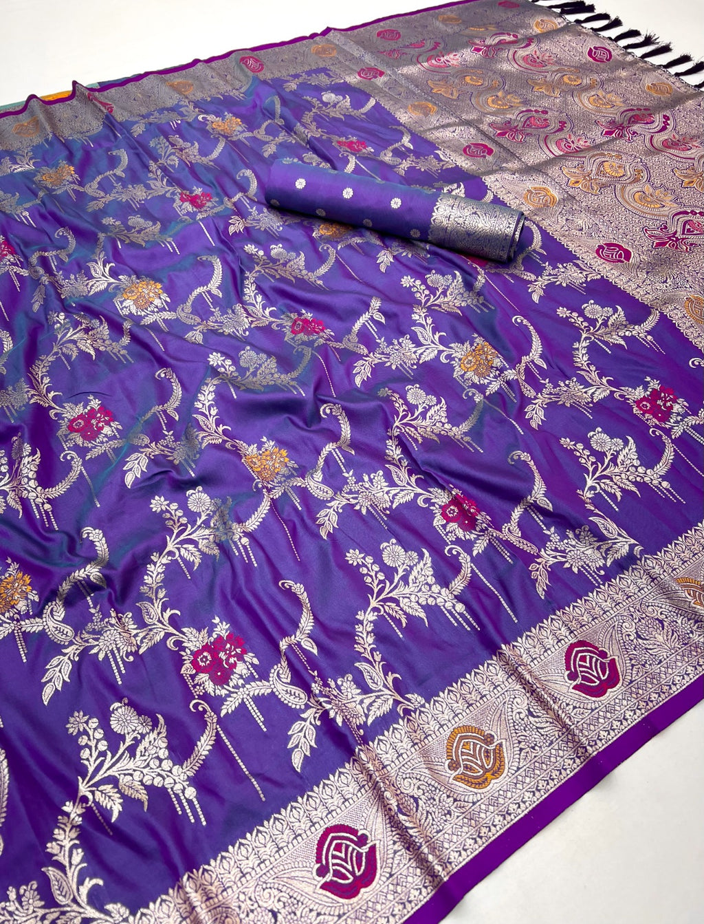 Premium Quality Pure Doulton Mina Kari Jal Kathan Silk Saree with BP (Blouse Piece)