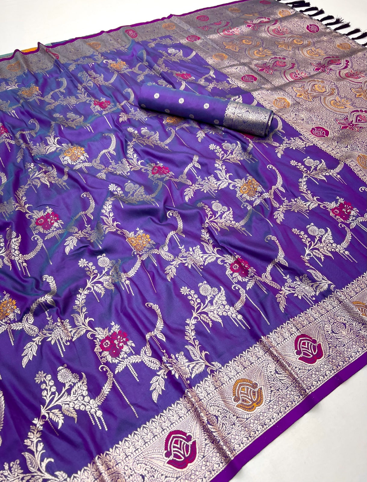 Premium Quality Pure Doulton Mina Kari Jal Kathan Silk Saree with BP (Blouse Piece)