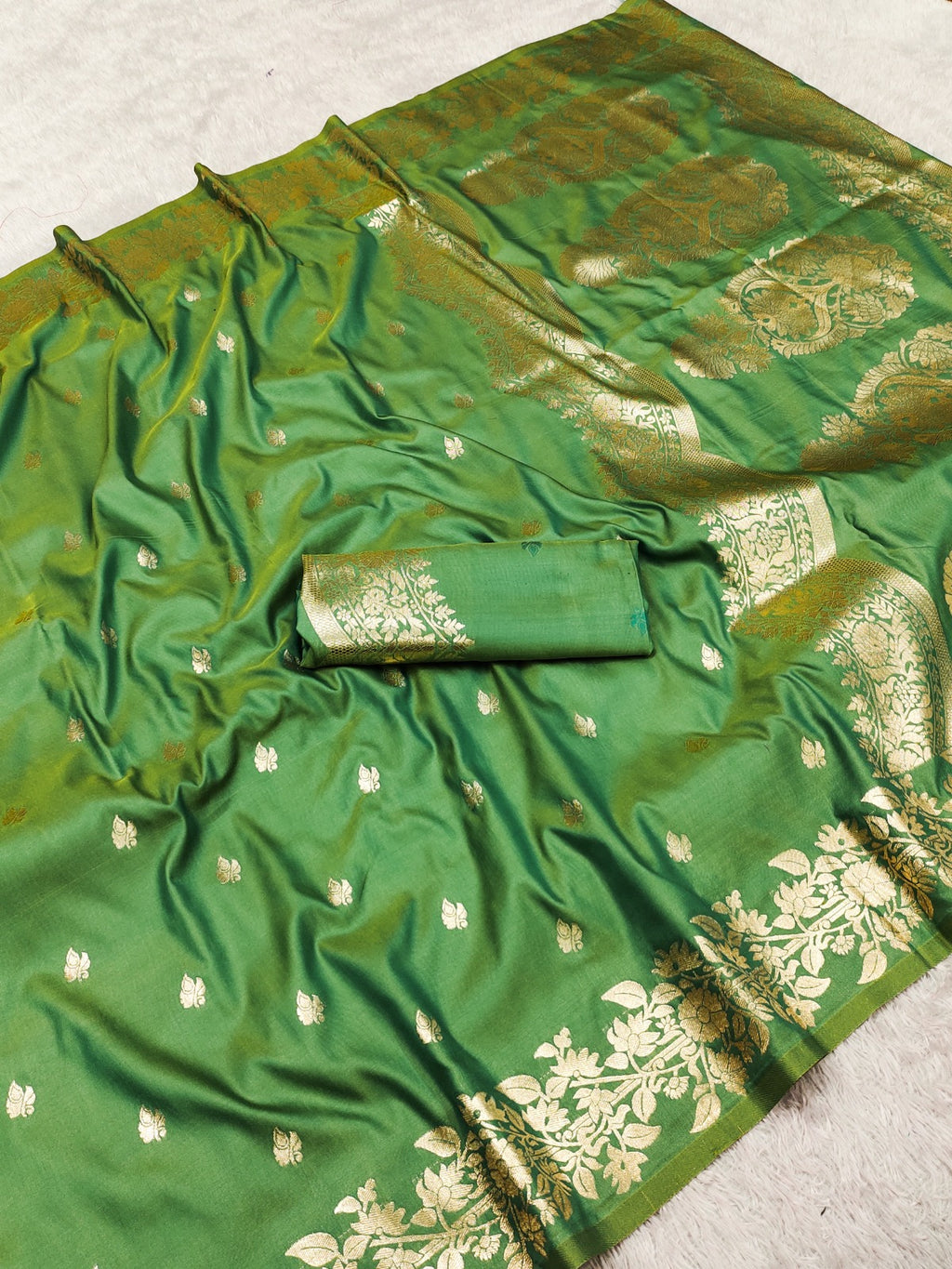 Banarasi Silk Saree open border pure doulton with blouse piece