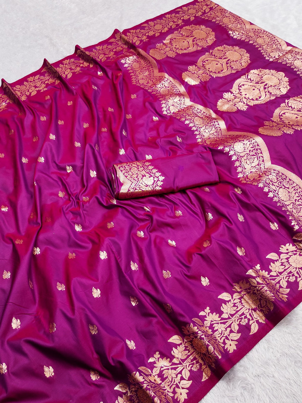 Banarasi Silk Saree open border pure doulton with blouse piece