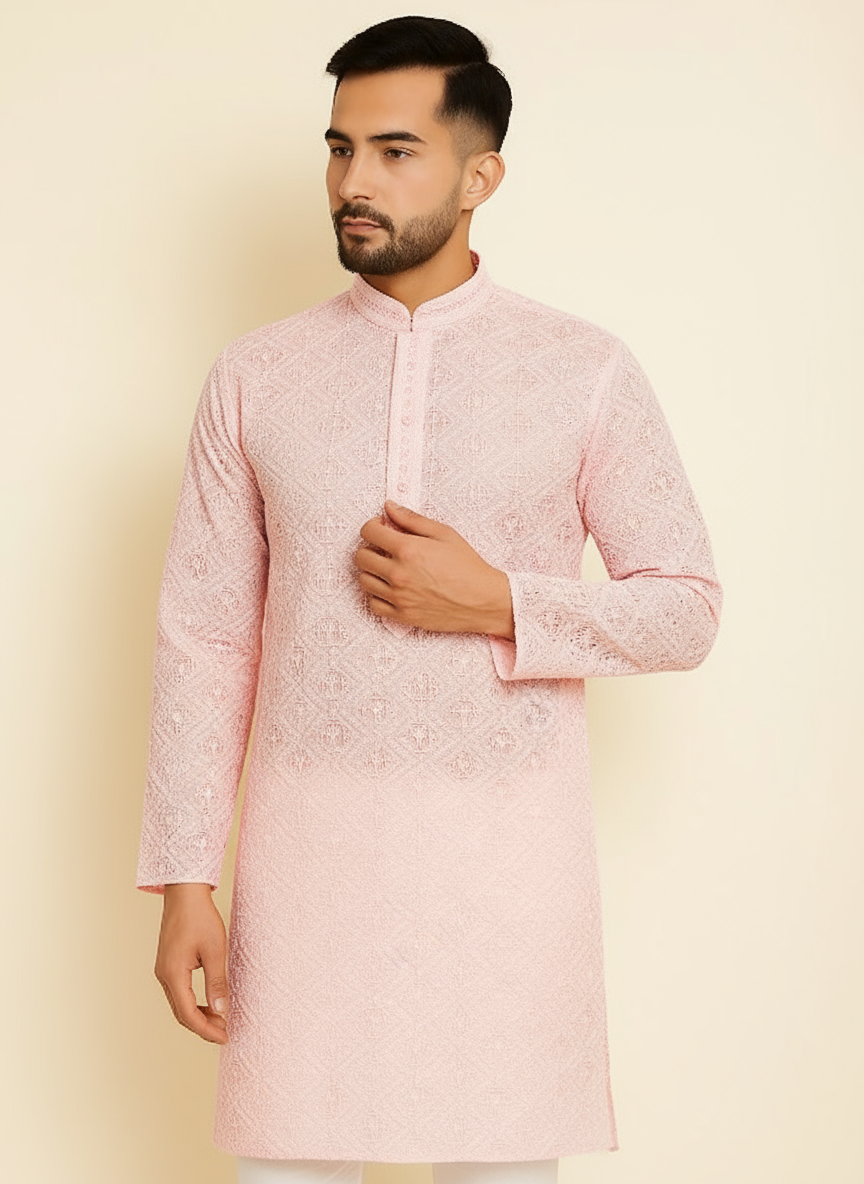 Men’s Pink Kurta – Premium Cotton | Traditional & Festive Wear